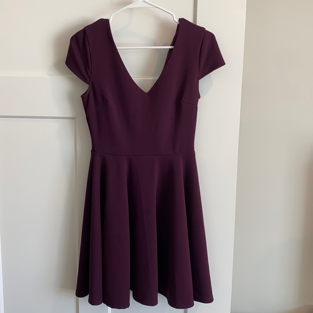 Short sleeved plum colored dress